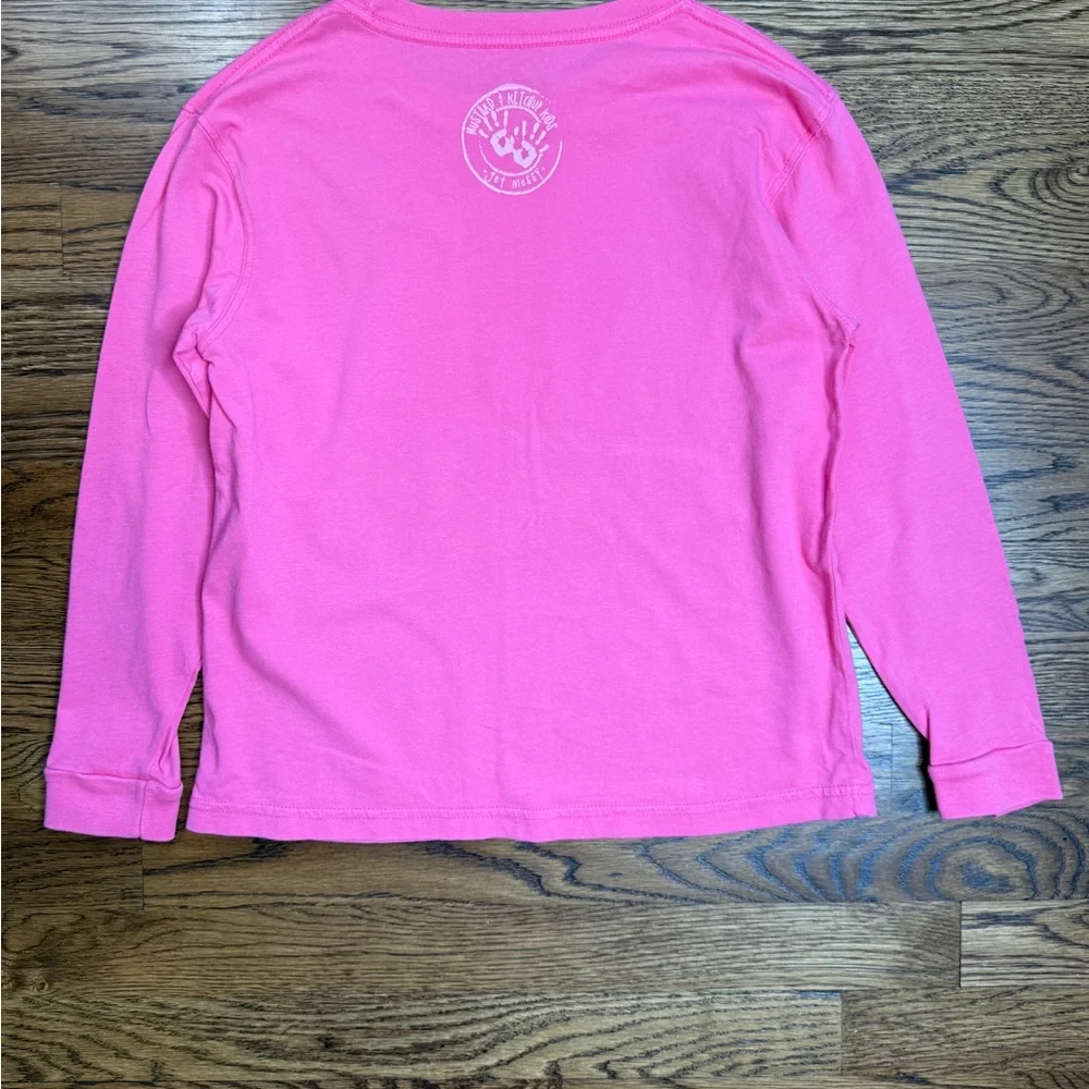 Mustard & Ketchup Kids Girls Pink Long Sleeve Shirt Ballet Shoe Graphic Tee Sz M